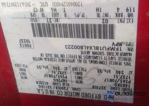 2004 Ford Expedition Eddie Bauer z USA, uszkodzony, nr VIN 1FMFU18LX4LB00223